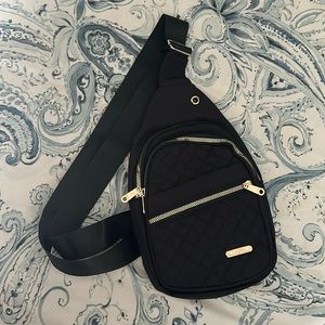 Black/Gold Sling Bag Crossbody Bag Fanny Pack Cross Body Purse Brand New